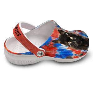 Custom Cat Photo Personalized Clogs Shoes With Tie Dye