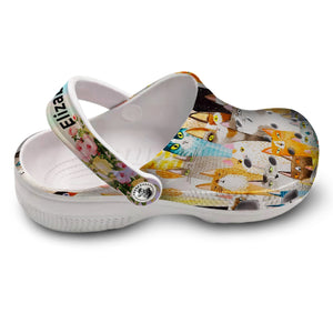 Colorful Cat Personalized Clogs Shoes With Your Name, Cat Clogs Shoes