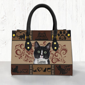 Cat Personalized Leather Handbag TH1229 1