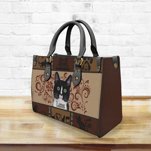 Cat Pers 3onalized Leather Handbag TH1229