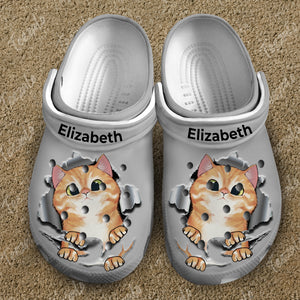 Cat Scratch Personalized Clogs Shoes - Gift For Cat Lovers