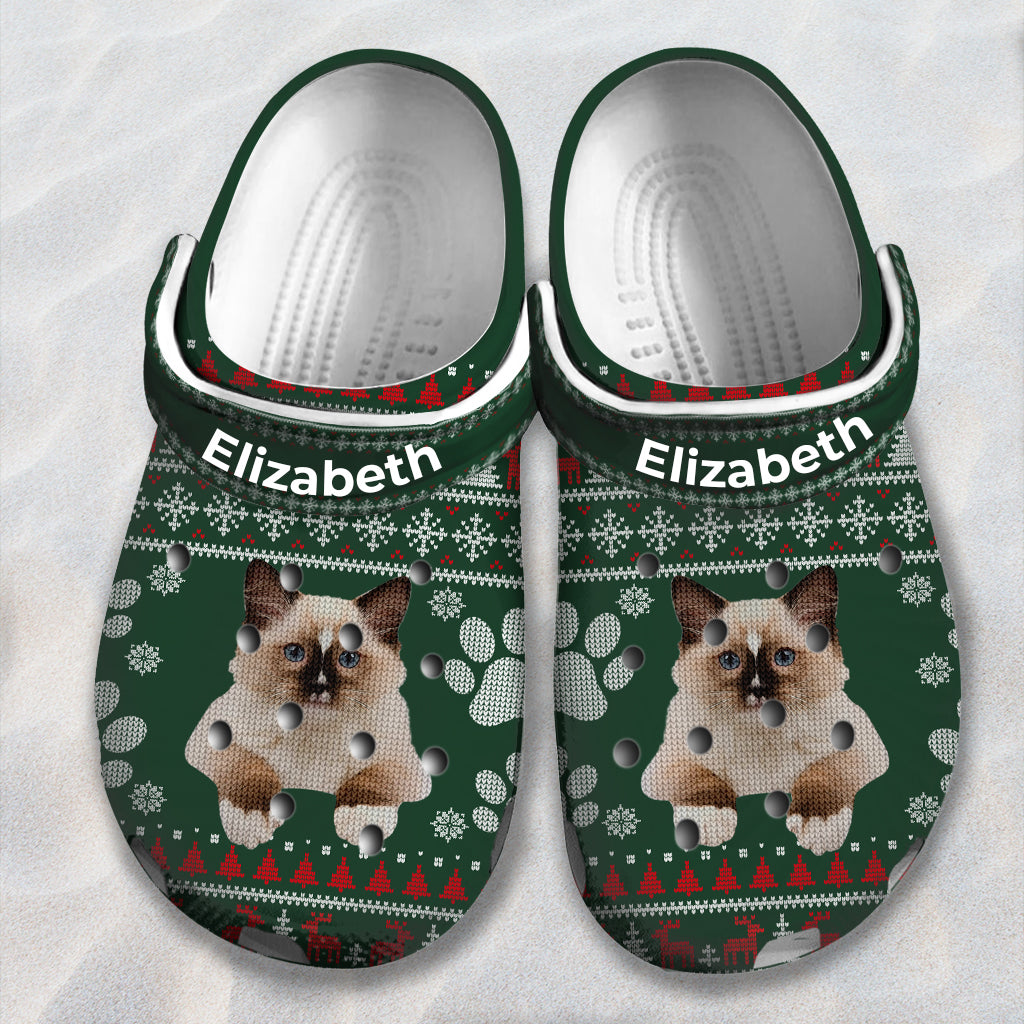 Cat Personalized Holiday Clogs Shoes With Photo TH1104 1