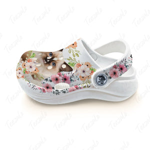 Cat Personalized Clogs Shoes For Kids With Flower Pattern