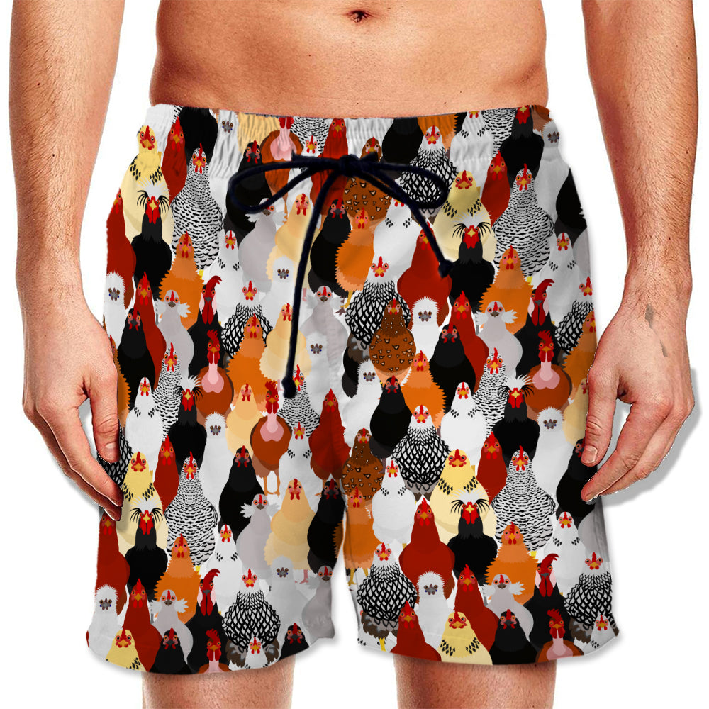 Many Chickens Men Beach Shorts