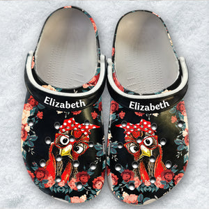 Chicken Personalized Clogs Shoes For Women With Floral Pattern