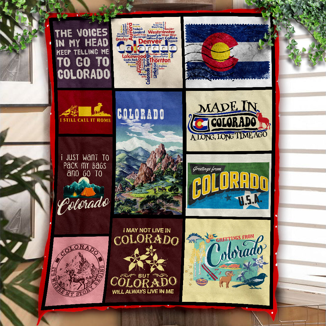 Colorado Fleece Blanket With Flag And Sayings - Fleece Blanket Born Teezalo