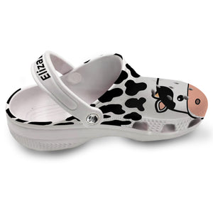 Cow Face Personalized Clogs Shoes With Your Name 3