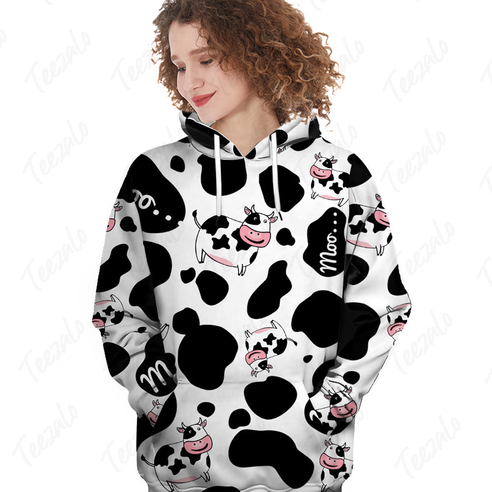 Cow Moo All Over Hoodie TH0921