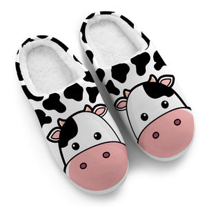 Custom Cow Face Plush Slippers