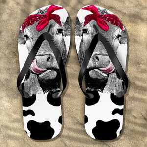 Cow Lady Flip Flops - Flip Flops Pet Teezalo