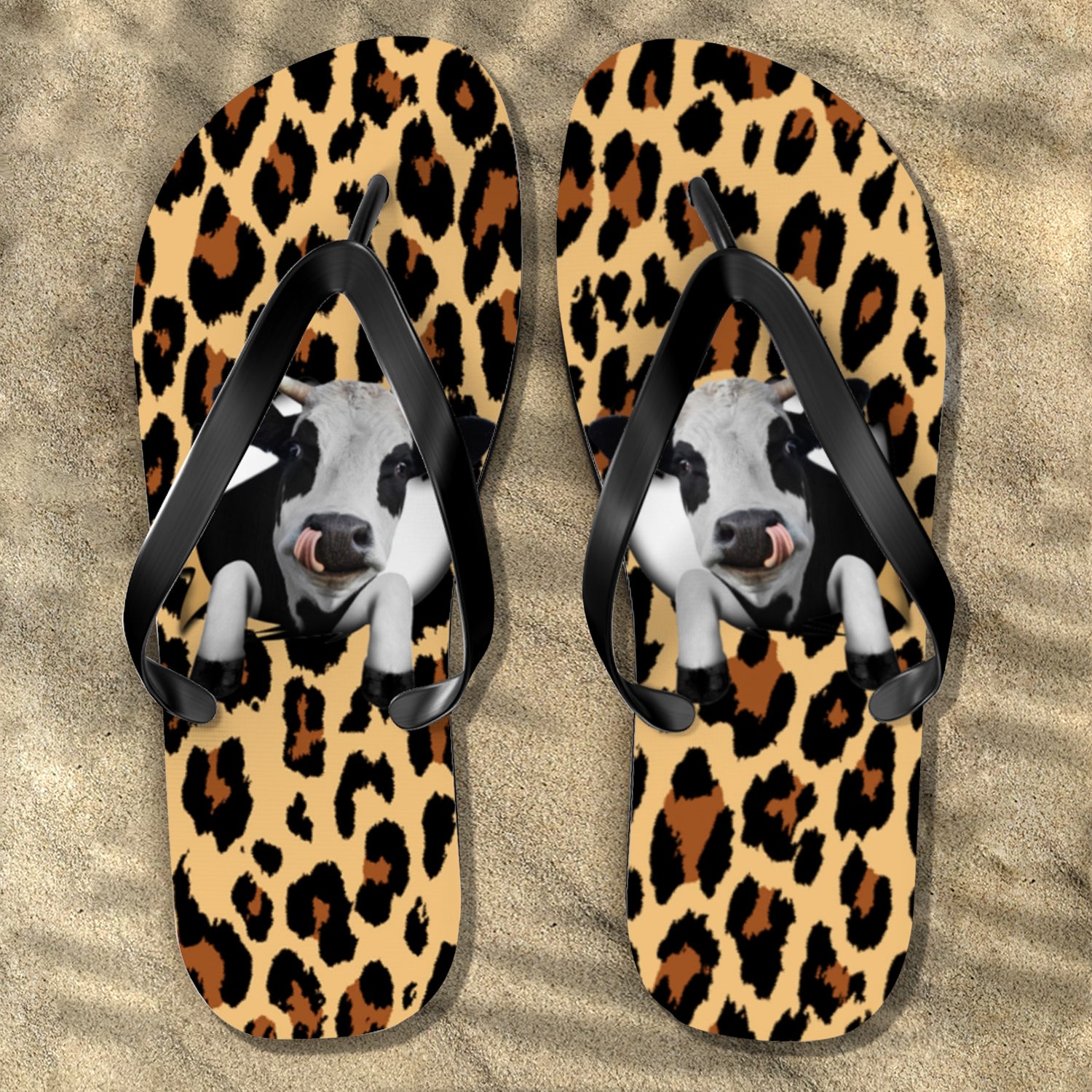 Cow Hole Leopart Flip Flop