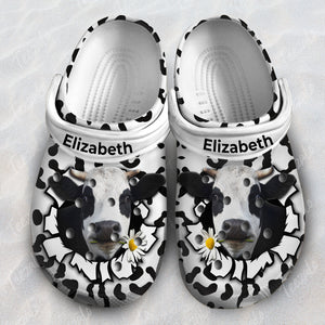 Cow Personalized Clogs Shoes With Hole In Pattern