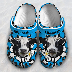 Cow Personalized Clogs Shoes With Hole In Pattern