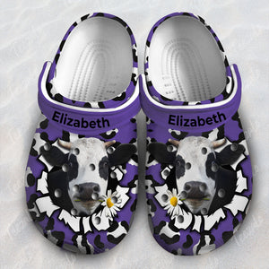 Cow Personalized Clogs Shoes With Hole In Pattern