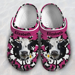 Cow Personalized Clogs Shoes With Hole In Pattern