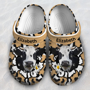 Cow Personalized Clogs Shoes With Hole In Pattern