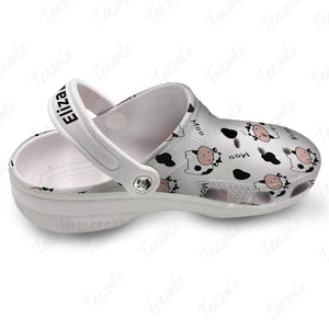 Cow Personalized Clogs Shoes, Moo