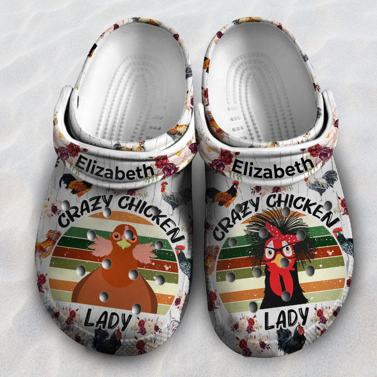 Crazy Chicken Lady Personalized Clogs Shoes