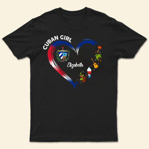 Cuban Girl Heart With Symbols Personalized T-shirt