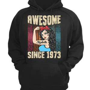 Custom 50th Birthday T-shirt For Women, Awesome Since 1973