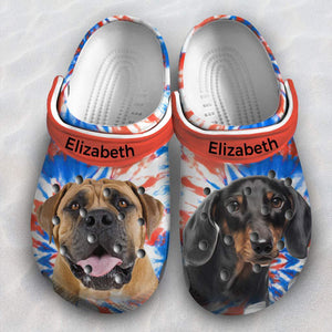 Custom Dog Photo Personalized Clogs Shoes With Tie Dye