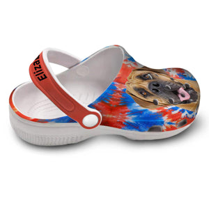 Custom Dog Photo Personalized Clogs Shoes With Tie Dye
