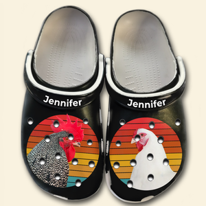 Customized Chicken Face Retro Clogs Shoes, Gift Chicken Lovers