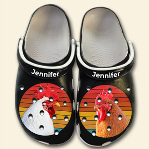 Customized Chicken Face Retro Clogs Shoes, Gift Chicken Lovers