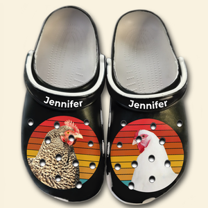 Customized Chicken Face Retro Clogs Shoes, Gift Chicken Lovers