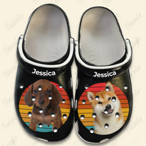 Custom Dog Pet Face Retro Clogs Shoes, Gift Dog Lovers
