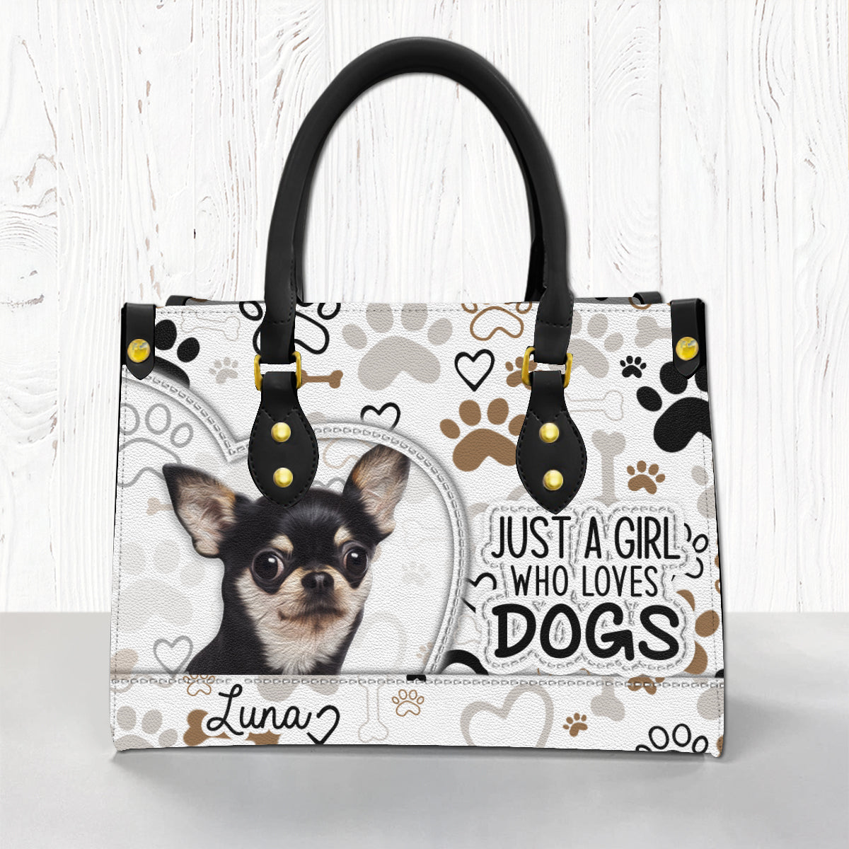 Personalized Dog Leather Handbag Purse , Just A Girl Who Loves Dog