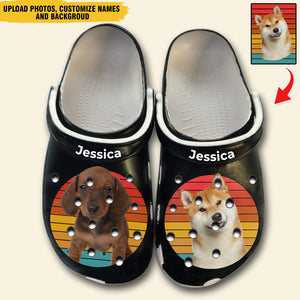 Custom Dog Pet Face Retro Clogs Shoes, Gift Dog Lovers