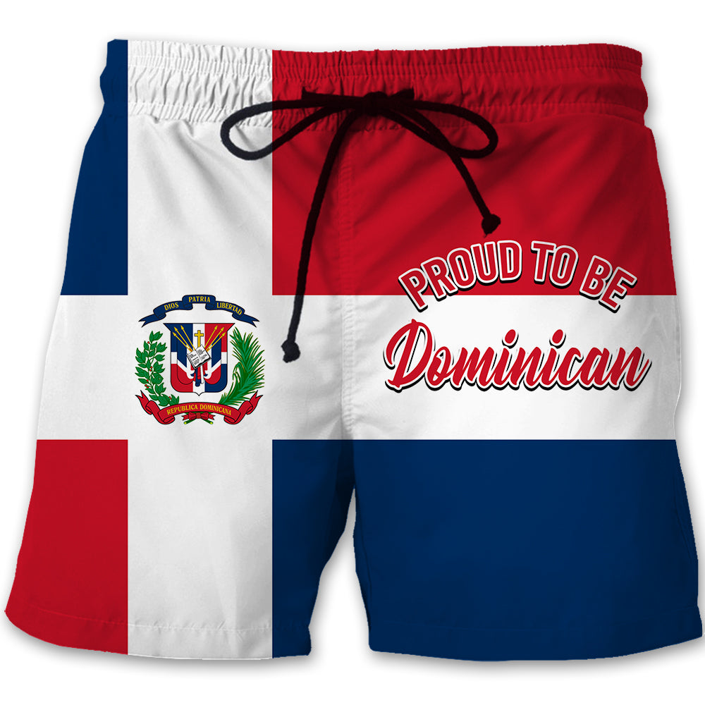 Proud To Be Dominican Flag Men Beach Shorts