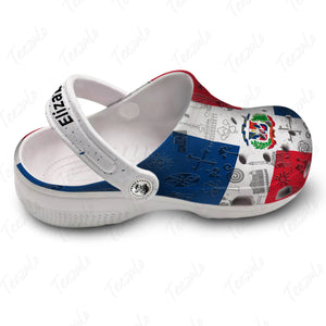 Dominican Flag Personalized Clogs Shoes With Your Name