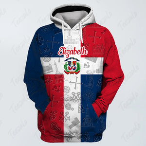 Dominican Flag And Symbol Personalized Hoodie With Your Name