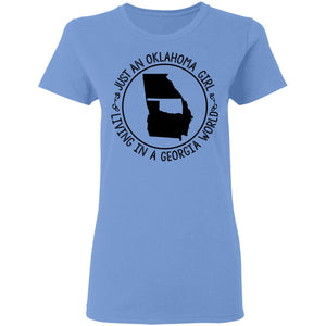 Just An Oklahoma Girl Living In A Georgia World T Shirt - T-shirt Teezalo