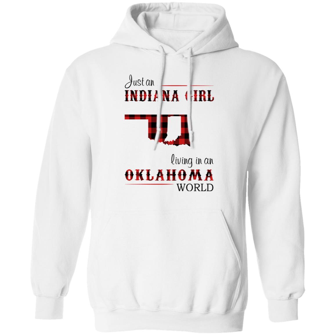Just An Indiana Girl Living In An Oklahoma World T-Shirt - T-shirt Born Live Plaid Red Teezalo