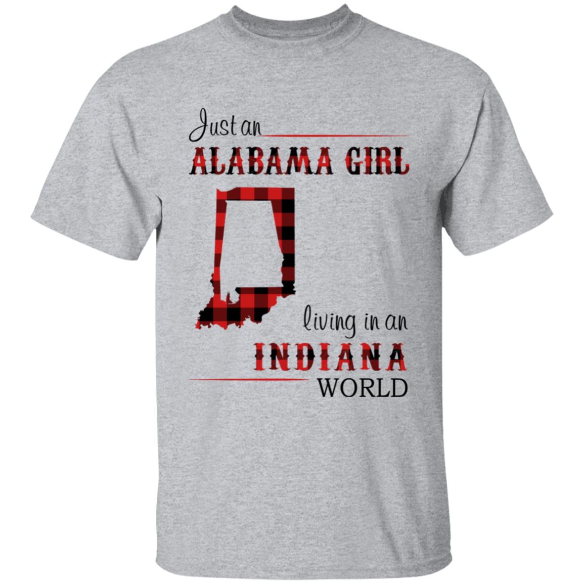 Just An Alabama Girl Living In An Indiana World T-shirt - T-shirt Born Live Plaid Red Teezalo
