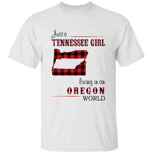 Just A Tennessee Girl Living In An Oregon World T-shirt - T-shirt Born Live Plaid Red Teezalo