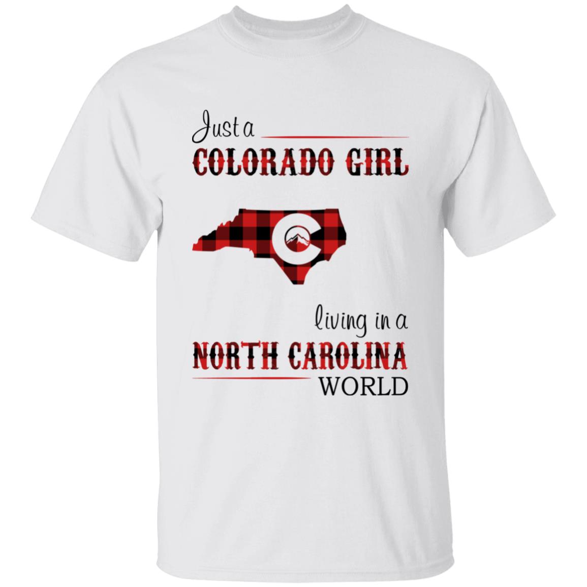 Just A Colorado Girl Living In A North Carolina World T-shirt - T-shirt Born Live Plaid Red Teezalo