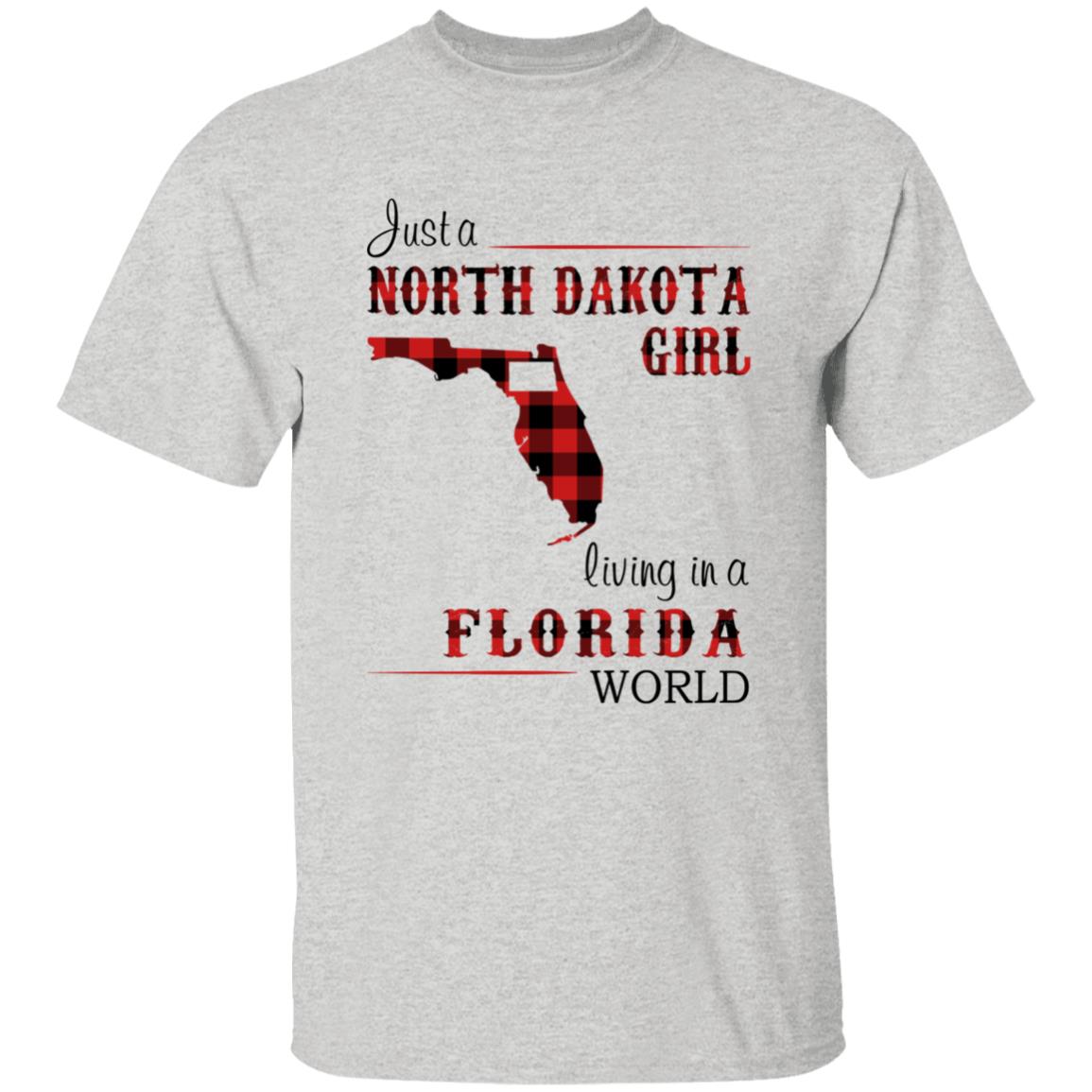 Just A North Dakota Girl Living In A Florida World T-shirt - T-shirt Born Live Plaid Red Teezalo