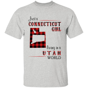 Just A Connecticut Girl Living In A Utah World T-shirt - T-shirt Born Live Plaid Red Teezalo