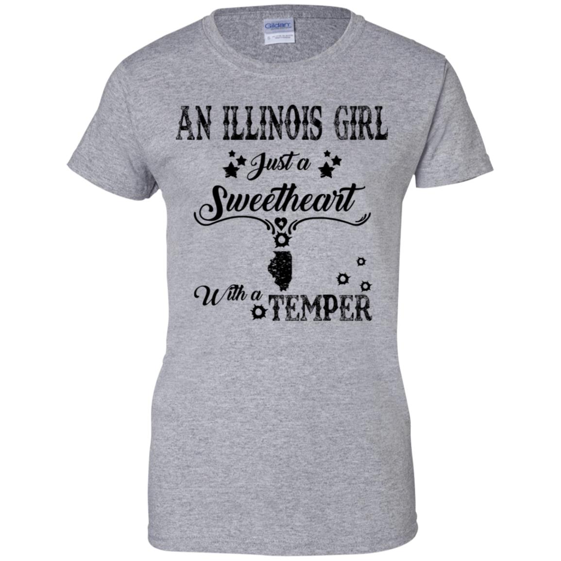 Illinois Girl Just A Sweetheart With A Temper T-shirt - T-shirt Teezalo