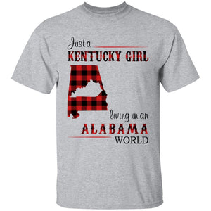 Just A Kentucky  Girl Living In An Alabama World T-shirt - T-shirt Born Live Plaid Red Teezalo