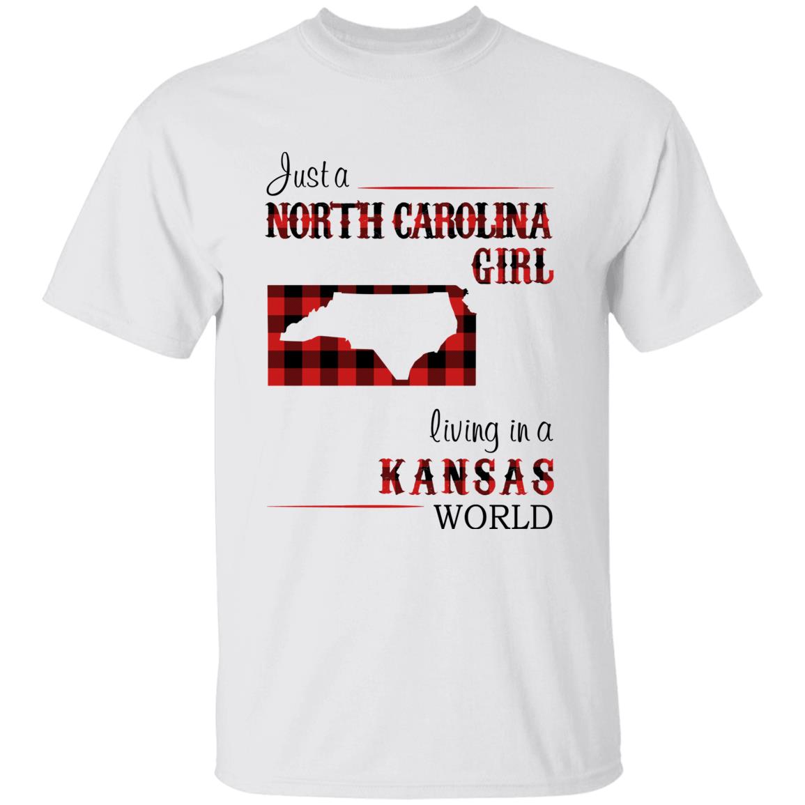 Just A North Carolina Girl Living In A Kansas World T-shirt - T-shirt Born Live Plaid Red Teezalo