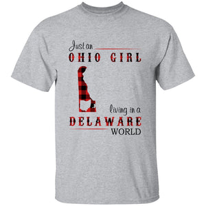Just An Ohio Girl Living In A Delaware World T-shirt - T-shirt Born Live Plaid Red Teezalo