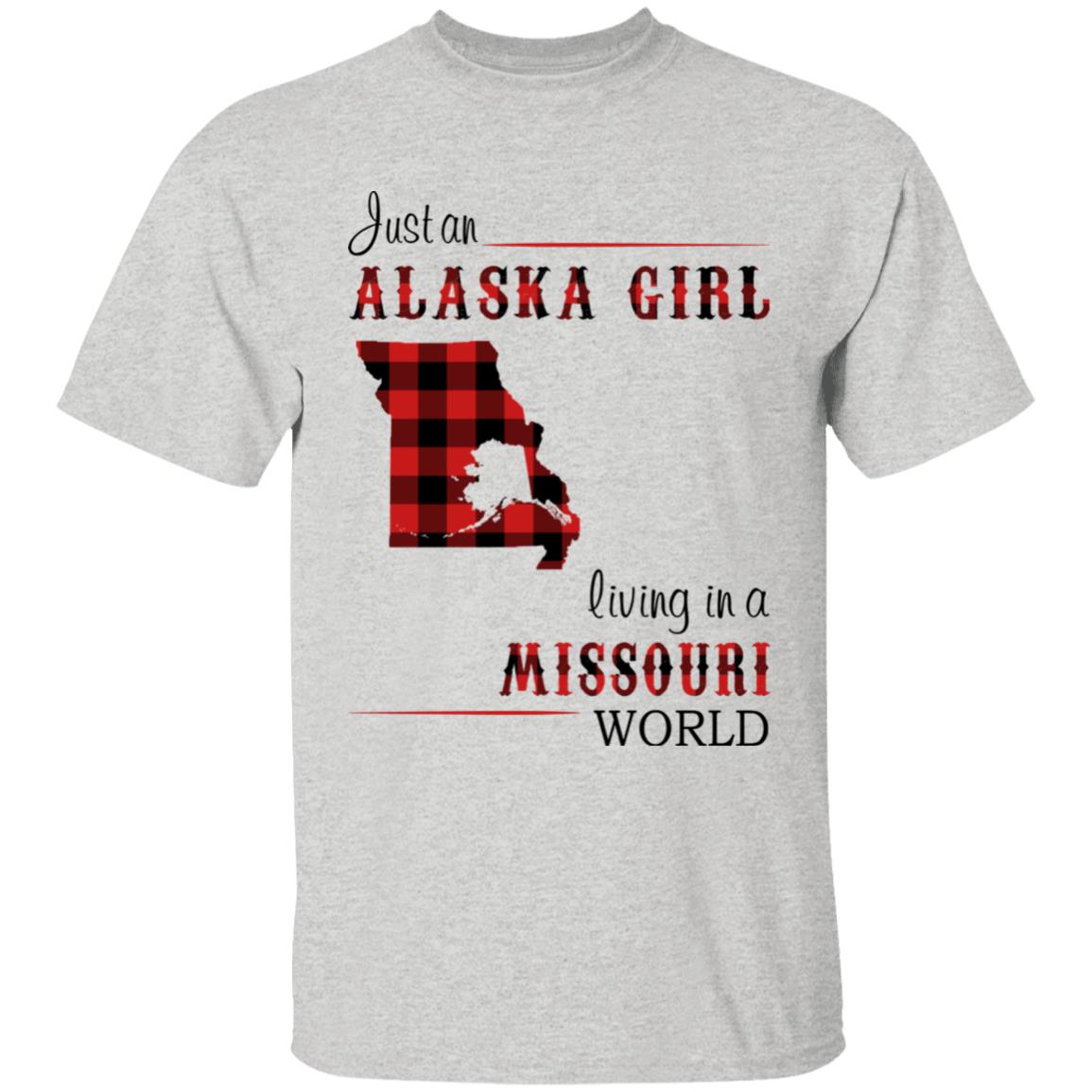 Just An Alaska Girl Living In A Missouri World T-shirt - T-shirt Born Live Plaid Red Teezalo