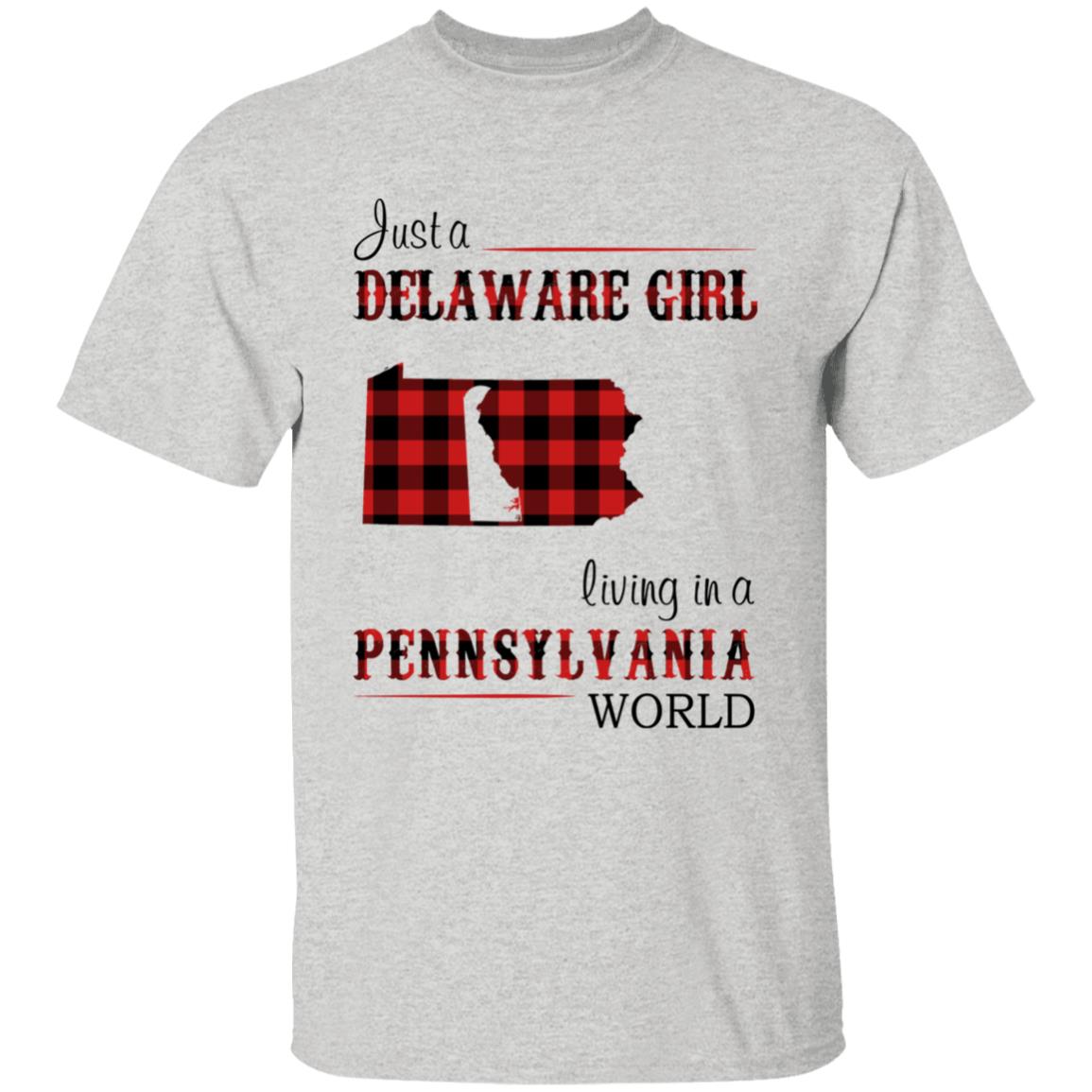 Just A Delaware Girl Living In A Pennsylvania World T-shirt - T-shirt Born Live Plaid Red Teezalo