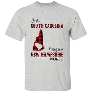 Just A South Carolina Girl Living In A New Hampshire World T-shirt - T-shirt Born Live Plaid Red Teezalo