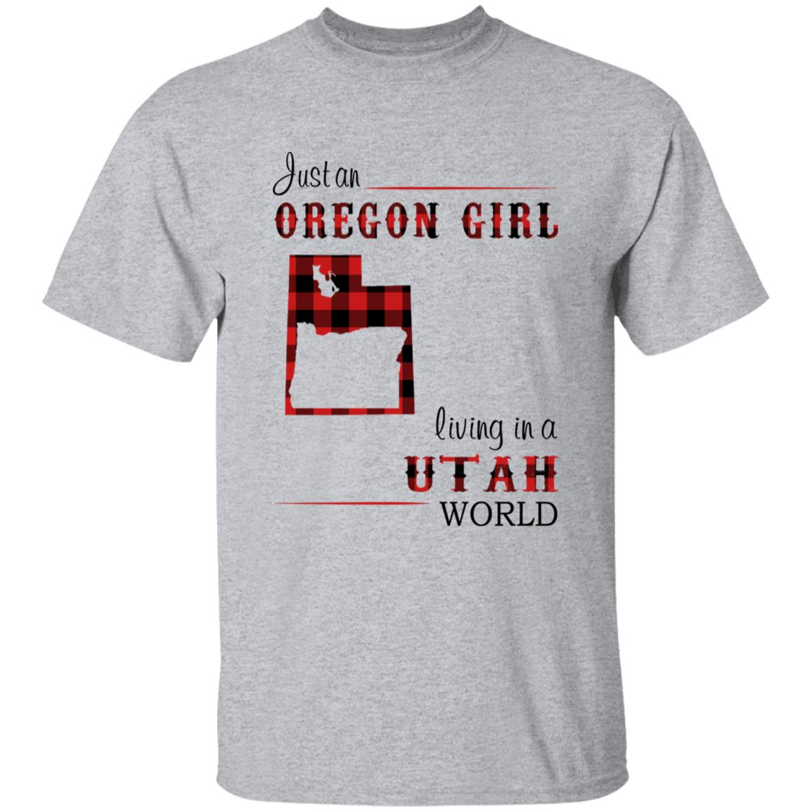 Just An Oregon Girl Living In A Utah World T-shirt - T-shirt Born Live Plaid Red Teezalo